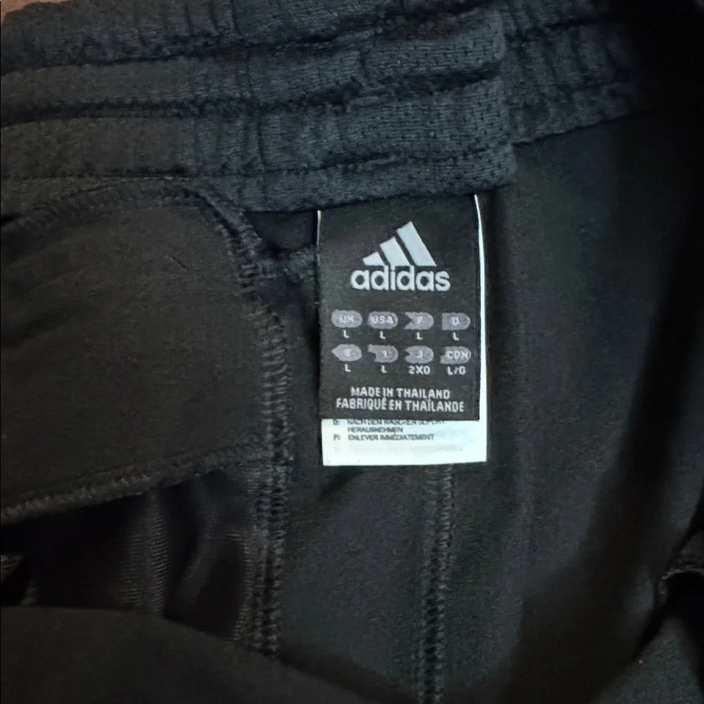 Adidas Mens Black Joggers with White Stripes Size Large